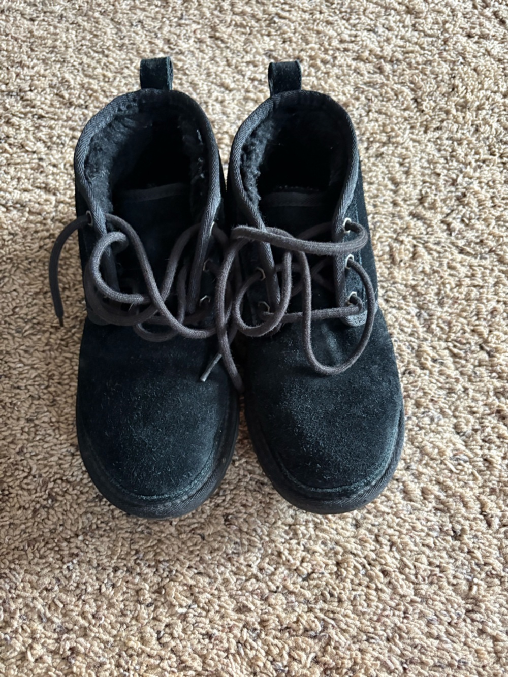 UGG Black Suede Lace-Up Ankle Boots